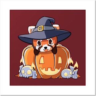 Red panda in a pumpkin Posters and Art